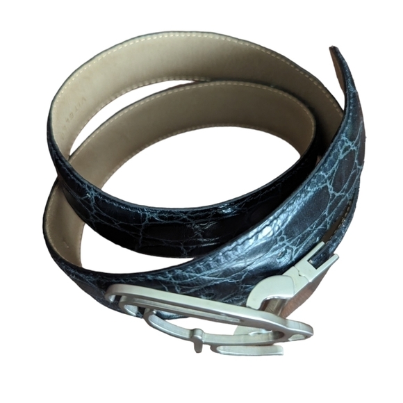 Oscar de la Renta Croc Leather Belt - Picture 5 of 14